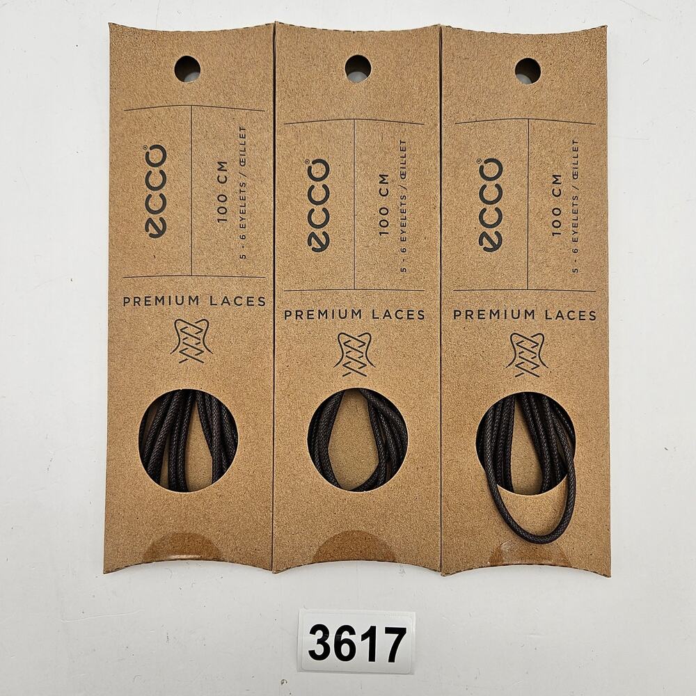 LOT OF 3 - ECCO PREMIUM LACES 100CM COFFEE ROUND NIB 1X3 PAIR
